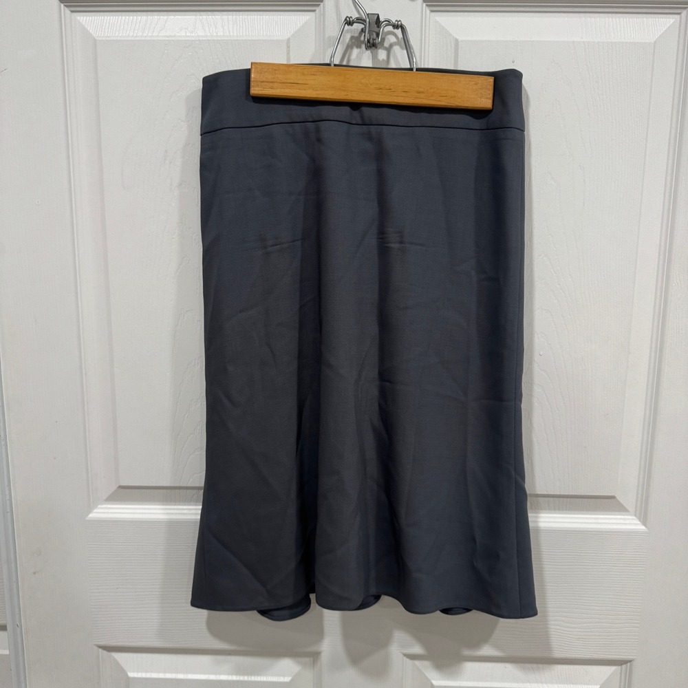 Armani Collezioni‎ Gray Virgin Wool Blend Career Flared Midi Skirt